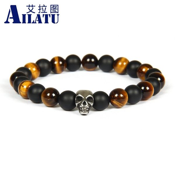 bangle ailatu wholesale 10pcs/lot stainless steel skull beaded bracelet with 8mm natural matte onyx and tiger eye stone not fade, Black
bangle ailatu wholesale 10pcs/lot stainless steel skull beaded bracelet with 8mm natural matte onyx and tiger eye stone not fade, Black
