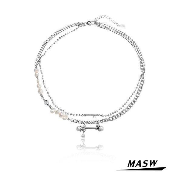 necklaces masw fashion jewelry two layer chain necklace original design natural freshwater pearl choker necklace for women party gifts, Silver
necklaces masw fashion jewelry two layer chain necklace original design natural freshwater pearl choker necklace for women party gifts, Silver