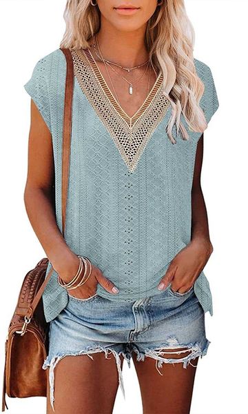 summer new women's wear women's t-shirt with hollow v-neck spliced lace t-shirt, White
summer new women's wear women's t-shirt with hollow v-neck spliced lace t-shirt, White