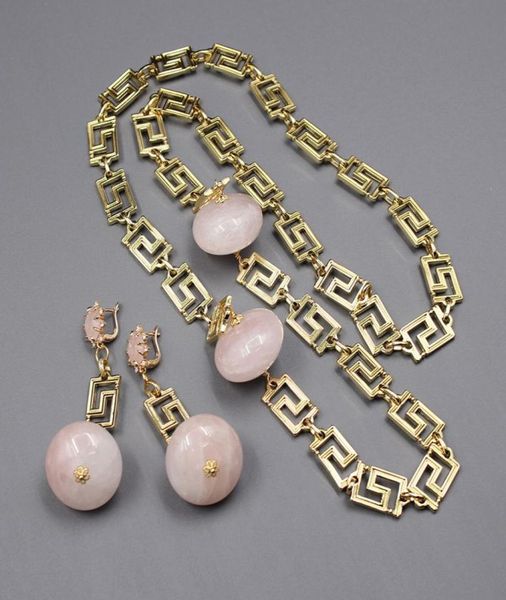 guaiguai jewelry natural huge natural rondelle rose quartz bezel set gold plated chain long necklace earrings sets for women fashi6401477, Silver
guaiguai jewelry natural huge natural rondelle rose quartz bezel set gold plated chain long necklace earrings sets for women fashi6401477, Silver