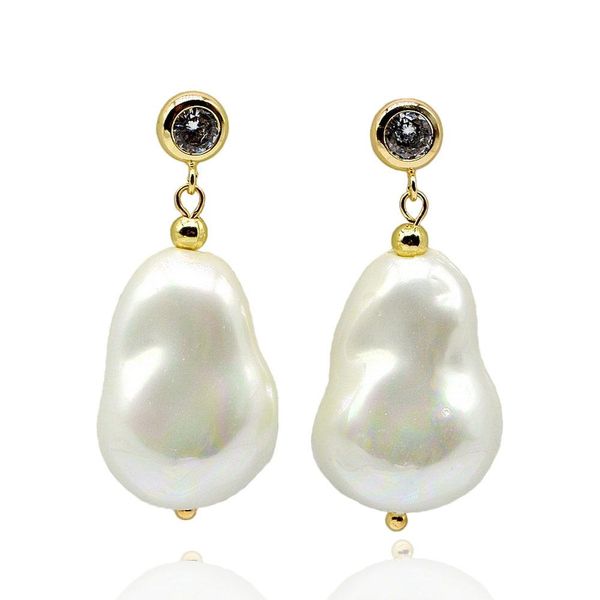 knot large pearl earrings white faux baroque pearl drop earrings shiny zircon women's earrings engagement jewelry, Silver
knot large pearl earrings white faux baroque pearl drop earrings shiny zircon women's earrings engagement jewelry, Silver