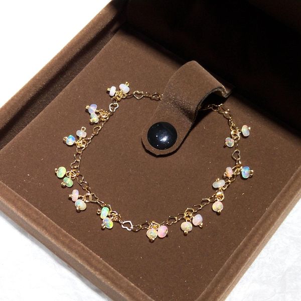 bangle lii ji 34mm natural ethiopian opal 14k gold filled heart chain bracelet fashion fine handmade jewelry for gift, Black
bangle lii ji 34mm natural ethiopian opal 14k gold filled heart chain bracelet fashion fine handmade jewelry for gift, Black