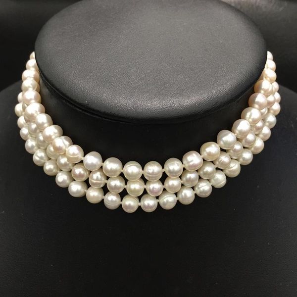 necklaces classic 78mm natural fresh water pearl chokers necklace short necklace 34cm adjustable size near round 3 layers multi layers, Silver
necklaces classic 78mm natural fresh water pearl chokers necklace short necklace 34cm adjustable size near round 3 layers multi layers, Silver