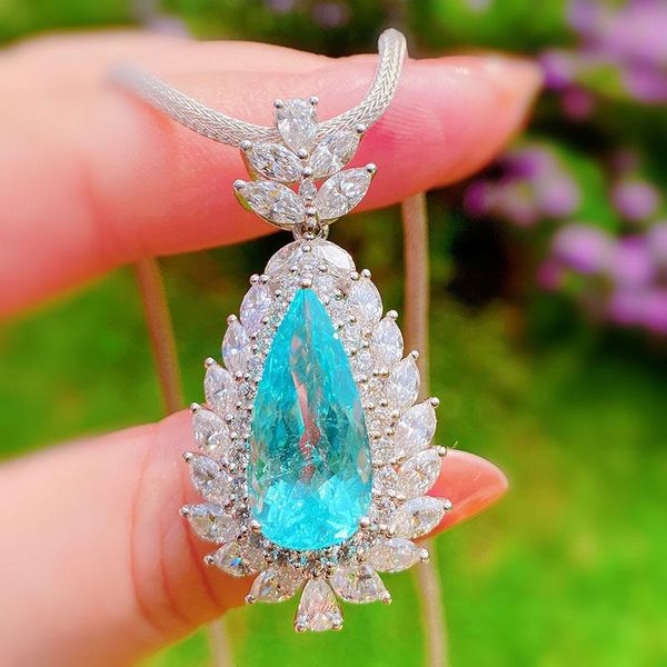 necklace 2022 new luxury temperament simulation paraiba dropshaped full diamond trendy pendant necklace for women fine jewelry wholesale, Silver
necklace 2022 new luxury temperament simulation paraiba dropshaped full diamond trendy pendant necklace for women fine jewelry wholesale, Silver