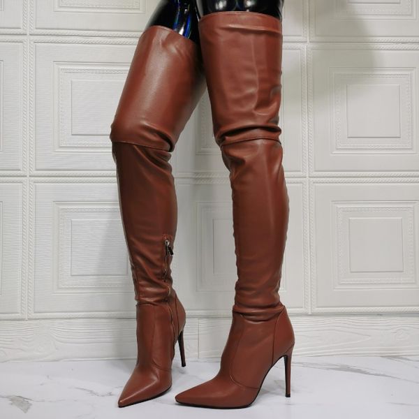 olomm new fashion handmade women thigh high boots stiletto heels pointed toe brown party shoes women plus us size 6-15, Black
olomm new fashion handmade women thigh high boots stiletto heels pointed toe brown party shoes women plus us size 6-15, Black