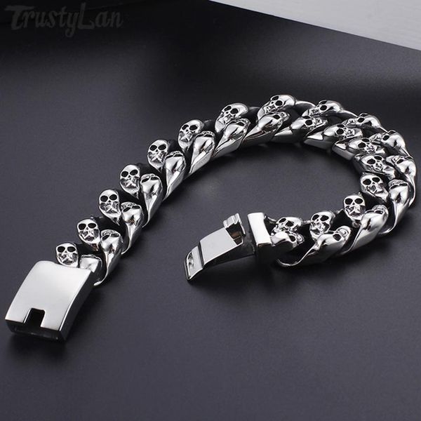 bangle gothic skull bracelets for men shiney stainless steel skeleton link chain men's charm bracelets male biker jewelry dropshipping, Black
bangle gothic skull bracelets for men shiney stainless steel skeleton link chain men's charm bracelets male biker jewelry dropshipping, Black