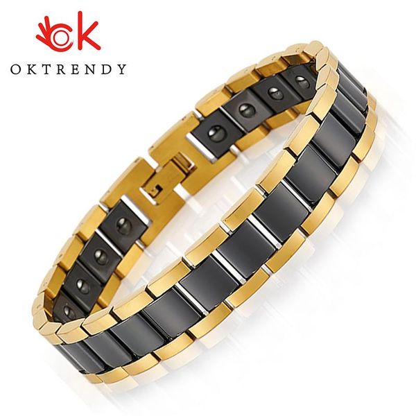 bangle oktrendy man ceramic germanium therapy bracelet with magnet healthy hand chain male jewelry bio energy gold plate bangle, Black
bangle oktrendy man ceramic germanium therapy bracelet with magnet healthy hand chain male jewelry bio energy gold plate bangle, Black