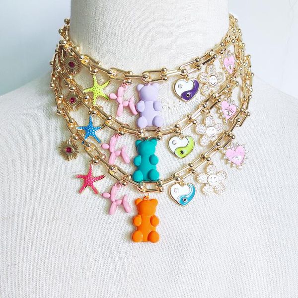 necklaces bohemian various charm pendant necklace copper electroplated 18k gold horseshoe chain starfish dog heart bear eyes embellished, Silver
necklaces bohemian various charm pendant necklace copper electroplated 18k gold horseshoe chain starfish dog heart bear eyes embellished, Silver