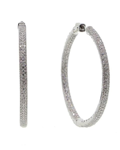 new micro pave cz big hoop earring 25mm 50mm 2 sized fashion jewelry cubic zirconia shiny silver plated classic jewelry4452821, Golden;silver