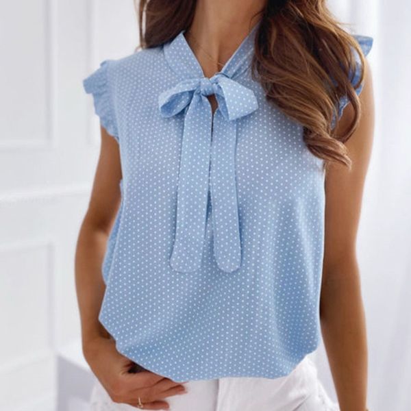 womens blouses shirts women summer elegant ruffles sleeveless polka pot lace up tie bow and casual oversize pullover tunic 230519, White
womens blouses shirts women summer elegant ruffles sleeveless polka pot lace up tie bow and casual oversize pullover tunic 230519, White