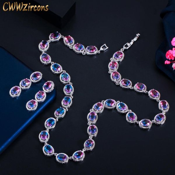 necklace cwwzircons beautiful rainbow cz mystical stone round drop women party necklace earrings fashion bridal wedding jewelry sets t520, Silver
necklace cwwzircons beautiful rainbow cz mystical stone round drop women party necklace earrings fashion bridal wedding jewelry sets t520, Silver