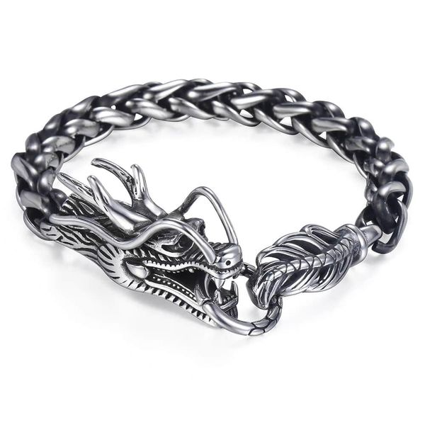 bangle 9mm wide animal dragon head bracelet braid wheat chain link 316l stainless steel bracelet for men boy fashion punk jewelry hb450, Black
bangle 9mm wide animal dragon head bracelet braid wheat chain link 316l stainless steel bracelet for men boy fashion punk jewelry hb450, Black