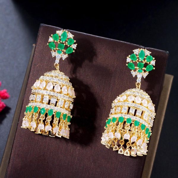 knot cwwzircons new indian trendy round shape gold plated multicolor cz bell long earring for women luxury dubai bridal jewelry cz343, Silver
knot cwwzircons new indian trendy round shape gold plated multicolor cz bell long earring for women luxury dubai bridal jewelry cz343, Silver
