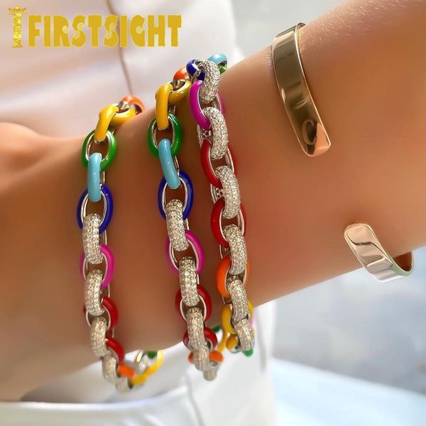 bangle 8mm colorful rhinestonel miami dripping oil link chain bracelet women jewelry hip hop thick silver color cz cuban link bracelets, Black
bangle 8mm colorful rhinestonel miami dripping oil link chain bracelet women jewelry hip hop thick silver color cz cuban link bracelets, Black