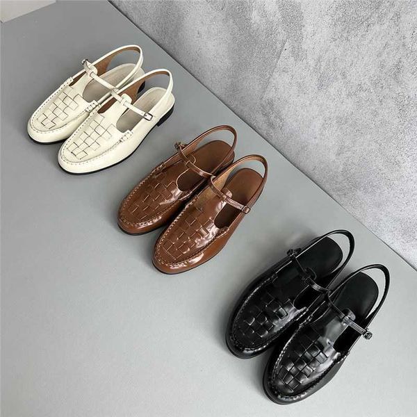 hereu niche summer baotou sandals women's round head back hollow layer cowhide flat bottom genuine leather woven roman shoes, Black
hereu niche summer baotou sandals women's round head back hollow layer cowhide flat bottom genuine leather woven roman shoes, Black