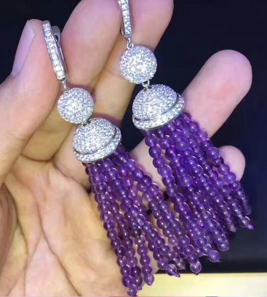 knot sell natural 8row 24mm amethyst green jade earrings micro inlay zircon accessories tassels earrings fine jewelry, Silver
knot sell natural 8row 24mm amethyst green jade earrings micro inlay zircon accessories tassels earrings fine jewelry, Silver