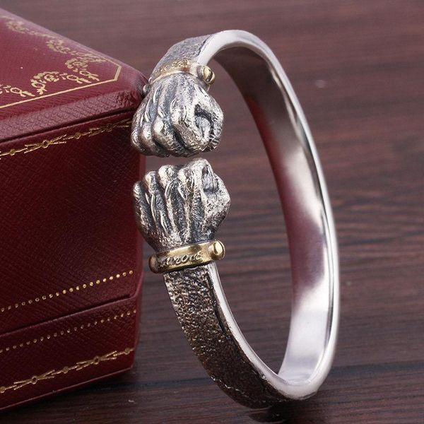 bangle power in hand silver bracelet men's 999 silver personality retro solid open fist power fist silver cuff bracelet jewelry gift, Black
bangle power in hand silver bracelet men's 999 silver personality retro solid open fist power fist silver cuff bracelet jewelry gift, Black