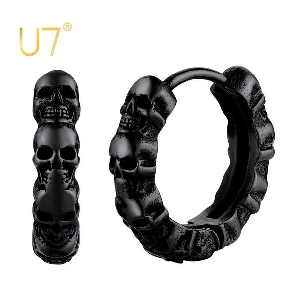 huggie u7 skull hoop earrings black metal plated stainless steel gothic skeleton earrings halloween studs earrings, Golden;silver
huggie u7 skull hoop earrings black metal plated stainless steel gothic skeleton earrings halloween studs earrings, Golden;silver