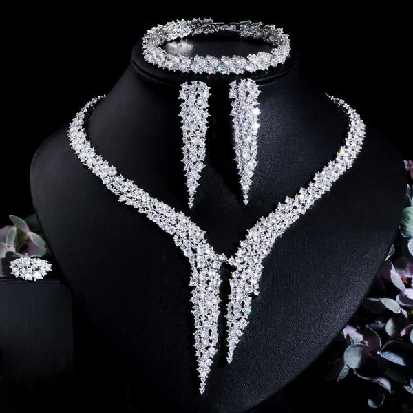 necklace cwwzircons 4pcs brilliant dubai cz heave stone work big luxury dinner party wedding bridal costume jewelry sets for women t663, Silver
necklace cwwzircons 4pcs brilliant dubai cz heave stone work big luxury dinner party wedding bridal costume jewelry sets for women t663, Silver