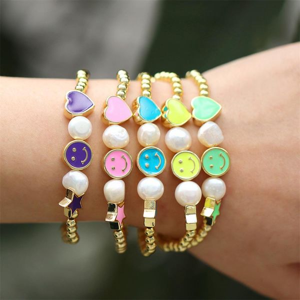 bangle 5pcs cute smile face star bracelets rainbow enamel jewelry gold plated metal pearl beads elastic bracelet for girls women, Black
bangle 5pcs cute smile face star bracelets rainbow enamel jewelry gold plated metal pearl beads elastic bracelet for girls women, Black