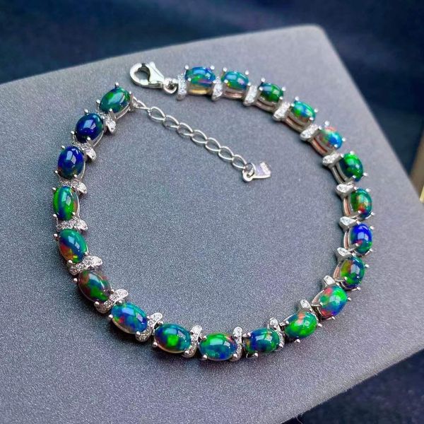 bangle new style natural colored opal bracelet for women jewelry true 925 silverplated natural gem birthday stone party gift sale, Black
bangle new style natural colored opal bracelet for women jewelry true 925 silverplated natural gem birthday stone party gift sale, Black