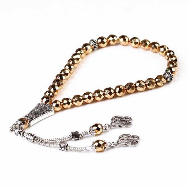 bangle muslim rosary gold plated face beads hematite stone 8mm tesbih sibha islamic tasbih prayer beads 33 necklace, Black
bangle muslim rosary gold plated face beads hematite stone 8mm tesbih sibha islamic tasbih prayer beads 33 necklace, Black