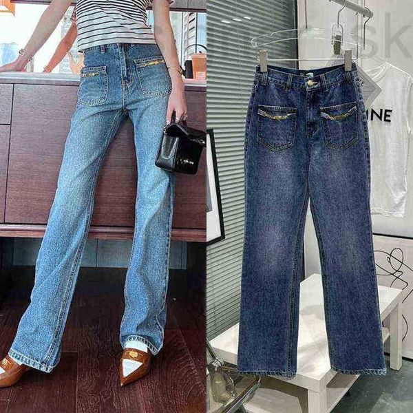 women's jeans designer spring and summer front bag gold chain wide leg denim pants waist thin legs long straight women's style y6f, Blue
women's jeans designer spring and summer front bag gold chain wide leg denim pants waist thin legs long straight women's style y6f, Blue