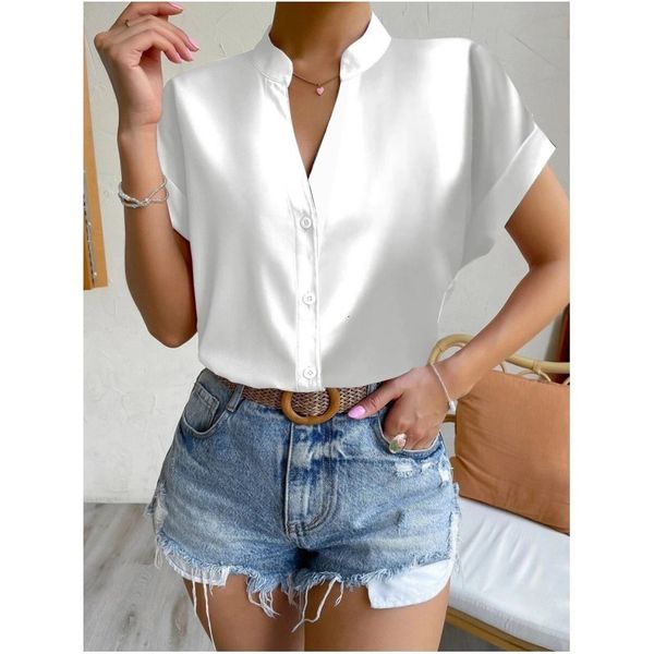 womens blouses shirts elegant women blouse summer simple solid slim fit vneck button office female white sxxl 230519
womens blouses shirts elegant women blouse summer simple solid slim fit vneck button office female white sxxl 230519