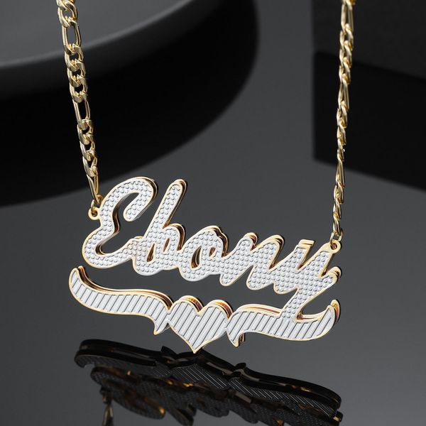 necklaces double layer two tone with heart personalized custom 18k gold plated name necklace nameplate 3d pendant for women jewelry gift, Silver
necklaces double layer two tone with heart personalized custom 18k gold plated name necklace nameplate 3d pendant for women jewelry gift, Silver