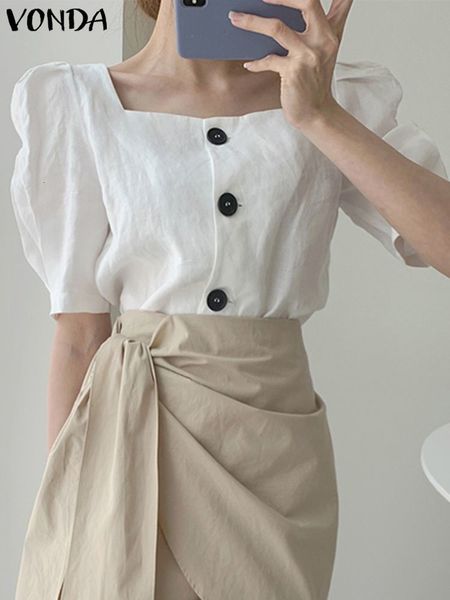 womens blouses shirts vonda women fashion square collar summer short puff sleeve buttons party tunic loose solid blusas 230519, White
womens blouses shirts vonda women fashion square collar summer short puff sleeve buttons party tunic loose solid blusas 230519, White