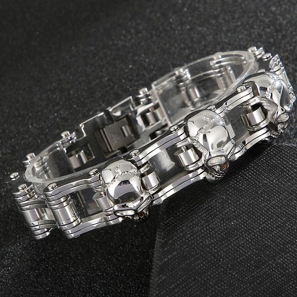 bangle skeleton men's bracelet stainless steel punk skull wristband 16mm wide bicycle chain charm bangles trendy bikers jewelry for men, Black
bangle skeleton men's bracelet stainless steel punk skull wristband 16mm wide bicycle chain charm bangles trendy bikers jewelry for men, Black