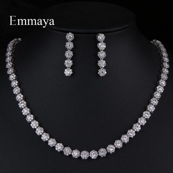 necklace emmaya fascinating round flower design for female fashion statement aaa zirconia long earring and necklace elegant jewelry set, Silver
necklace emmaya fascinating round flower design for female fashion statement aaa zirconia long earring and necklace elegant jewelry set, Silver