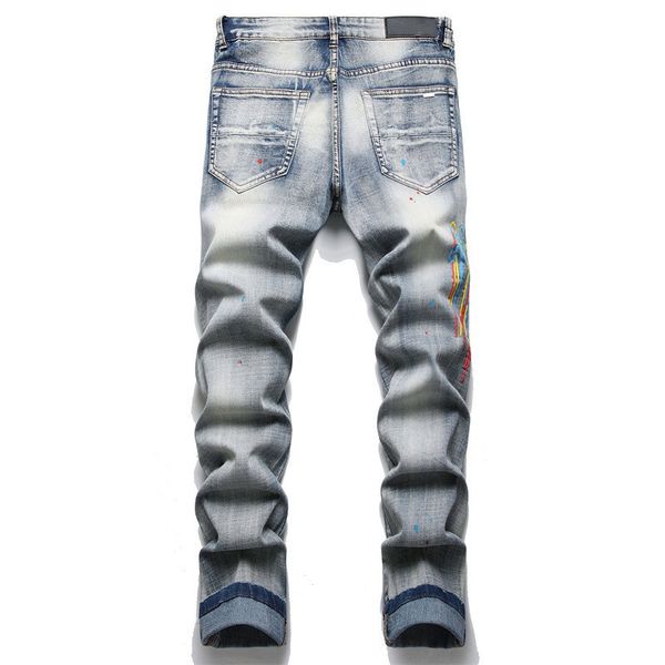 2023 style hiking pant ripped embroidery mens jeans hip hop high street brand motorcycle close designer fitting slim pencil pants comfort, Blue
2023 style hiking pant ripped embroidery mens jeans hip hop high street brand motorcycle close designer fitting slim pencil pants comfort, Blue