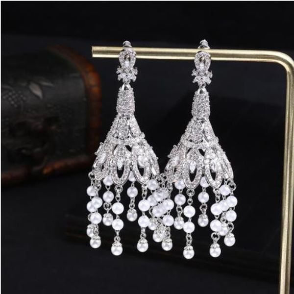 knot women luxurious full zirconium lantern pearl tassel long water drop lantern wind chime earrings, Silver
knot women luxurious full zirconium lantern pearl tassel long water drop lantern wind chime earrings, Silver