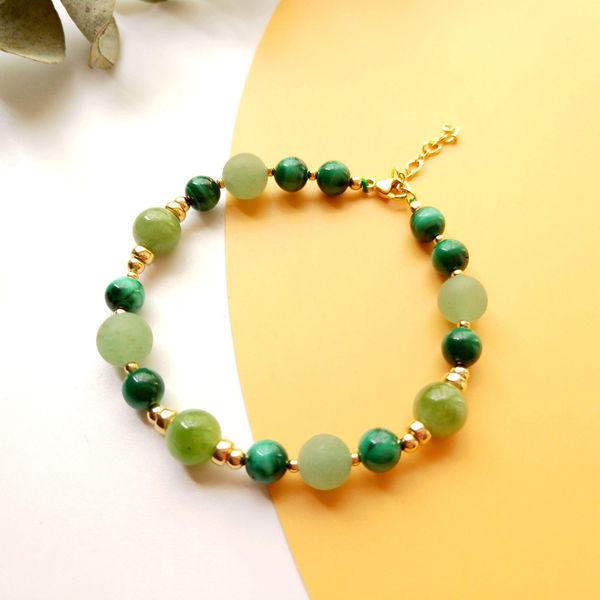 bangle lii ji natural stone 8mm green jade matte green aventurine 6mm malachite american 14k gold filled bracelet, Black
bangle lii ji natural stone 8mm green jade matte green aventurine 6mm malachite american 14k gold filled bracelet, Black