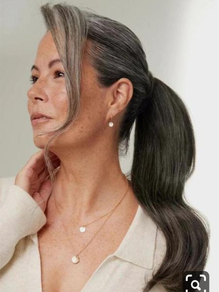 long gray pony tail hair piece silver grey ponytail human hair extension clip in wraps around salt and pepper natural highlighs 127033811, Black
long gray pony tail hair piece silver grey ponytail human hair extension clip in wraps around salt and pepper natural highlighs 127033811, Black