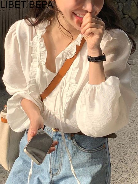 womens blouses shirts sweet chic lace up korean fashion women spring summer elegant minimalist lady vintage white bl3582 230519
womens blouses shirts sweet chic lace up korean fashion women spring summer elegant minimalist lady vintage white bl3582 230519