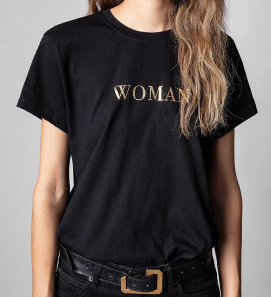 zadig voltaire summer cotton new designer t shirt classic letter woman bronzing print black round neck fashion short sleeve, White
zadig voltaire summer cotton new designer t shirt classic letter woman bronzing print black round neck fashion short sleeve, White