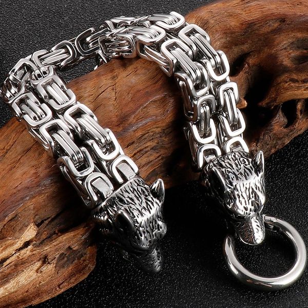 bangle gothic wolf head man bracelet for men vintage stainless steel 14mm double chain men's wrist bracelets male jewellery accessories, Black
bangle gothic wolf head man bracelet for men vintage stainless steel 14mm double chain men's wrist bracelets male jewellery accessories, Black