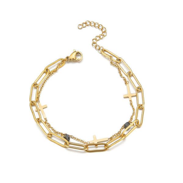 charm bracelets ins cross stainless steel black zircon double layer bracelet plated with 14k versatile gold simple handwear for women, Golden;silver
charm bracelets ins cross stainless steel black zircon double layer bracelet plated with 14k versatile gold simple handwear for women, Golden;silver