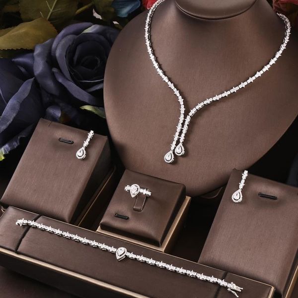 necklace janekelly 4pcs bridal zirconia full jewelry sets for women party luxury dubai nigeria cz crystal wedding jewelry sets, Silver
necklace janekelly 4pcs bridal zirconia full jewelry sets for women party luxury dubai nigeria cz crystal wedding jewelry sets, Silver