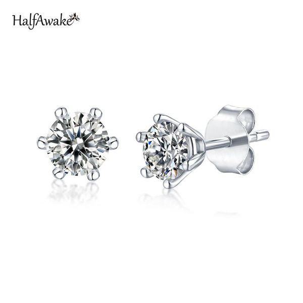 stud six claw moissanite earrings 8 hearts arrows cut 925 sterling silver stud earrings for women wedding engagement diamond jewelry, Golden;silver 
stud six claw moissanite earrings 8 hearts arrows cut 925 sterling silver stud earrings for women wedding engagement diamond jewelry, Golden;silver