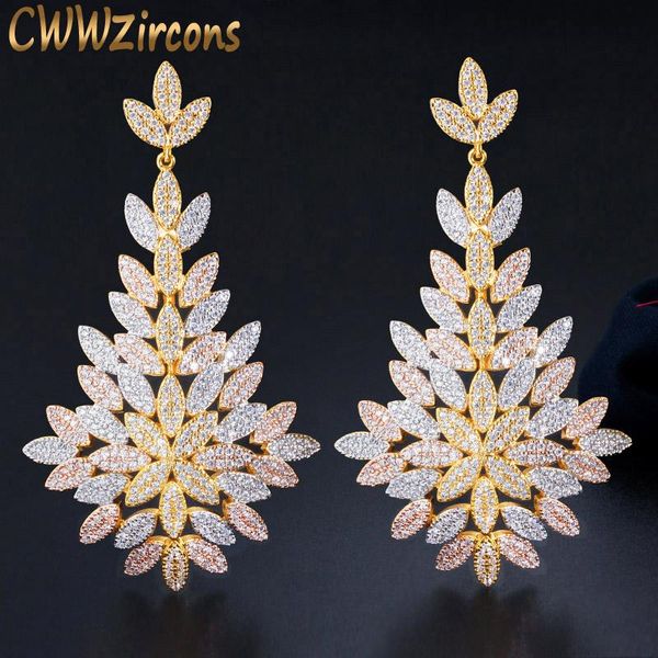 knot cwwzircons luxury exclusive cz leaf drop big statement long wedding earring 3 tone gold color dubai african brides jewelry cz676, Silver
knot cwwzircons luxury exclusive cz leaf drop big statement long wedding earring 3 tone gold color dubai african brides jewelry cz676, Silver