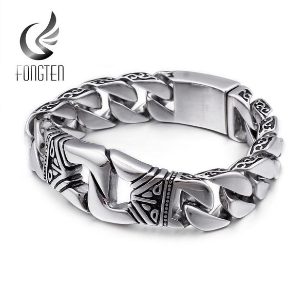 bangle fongten cool heavy totem charm men bracelet stainless steel cuban link chain retro punk armband cuff bracelets fashion jewelry, Black
bangle fongten cool heavy totem charm men bracelet stainless steel cuban link chain retro punk armband cuff bracelets fashion jewelry, Black