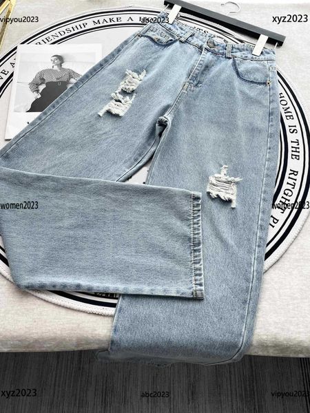 women pants perforated straight leg jeans size s-l embroidered logo with contrasting pattern design trousers #multiple product, Blue
women pants perforated straight leg jeans size s-l embroidered logo with contrasting pattern design trousers #multiple product, Blue