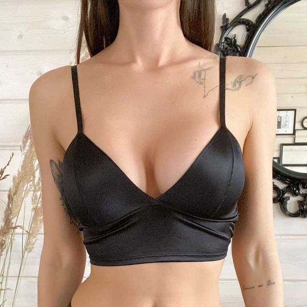 shirts knits tanks women sports summer satin crop wireless bralette crochet spaghetti strap t-shirt cropped with chest padded camisole, White
shirts knits tanks women sports summer satin crop wireless bralette crochet spaghetti strap t-shirt cropped with chest padded camisole, White