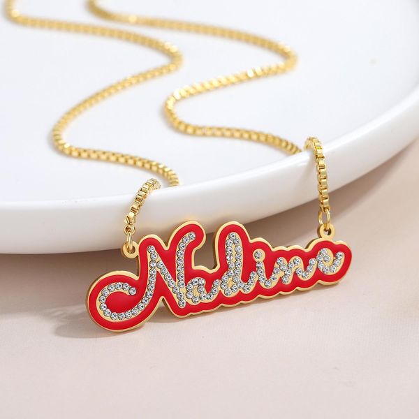 necklaces custom enamel name necklace with zircon personlized crystal nameplate pendant stainless steel jewelry gift for women grils, Silver
necklaces custom enamel name necklace with zircon personlized crystal nameplate pendant stainless steel jewelry gift for women grils, Silver