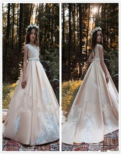 2019 elegant champagne flower girls dresses satin a line little girls pageant dresses appliques beaded bow sash with lace up back 3705449, White;red
2019 elegant champagne flower girls dresses satin a line little girls pageant dresses appliques beaded bow sash with lace up back 3705449, White;red