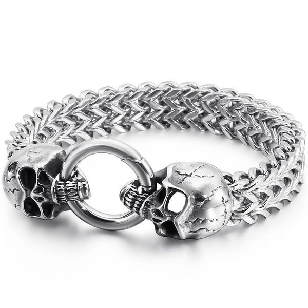 bangle gothic double skull man bracelet in stainless steel link chain mens charm bracelets steampunk skeleton jewellery guests gifts, Black
bangle gothic double skull man bracelet in stainless steel link chain mens charm bracelets steampunk skeleton jewellery guests gifts, Black