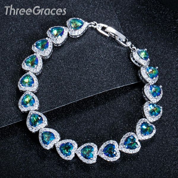 bangle threegraces luxury cubic zircon jewelry light blue mystic fire heart crystal tennis bracelets bangle for women party gift br100, Black
bangle threegraces luxury cubic zircon jewelry light blue mystic fire heart crystal tennis bracelets bangle for women party gift br100, Black